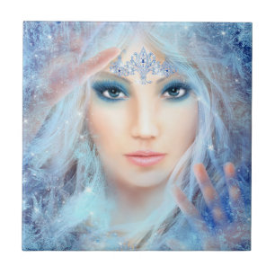Ceramic  Tile Snow queen. Winter beautiful woman.