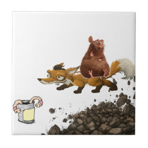 Ceramic Tile Squirrel Fox Worm