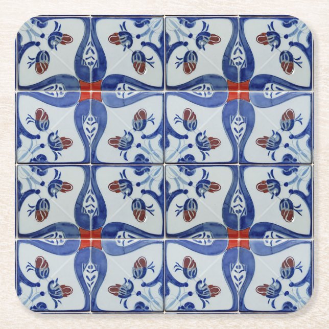 Ceramic Tile Style Pattern Square Paper Coaster (Front)