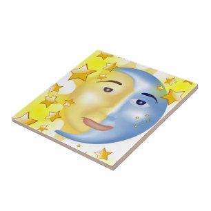 Ceramic Tile Sun Moon Yellow Stars