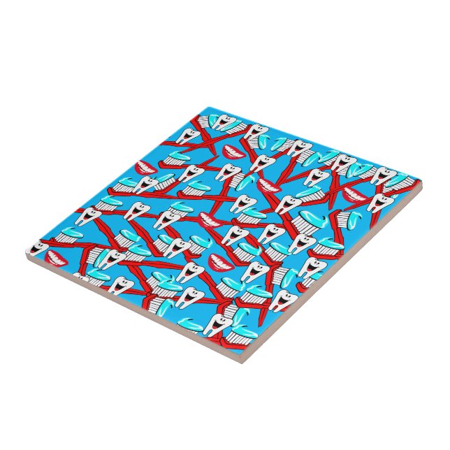 Ceramic Tile, Teeth, Toothpaste, Toothbrush, Smile Tile (Side)