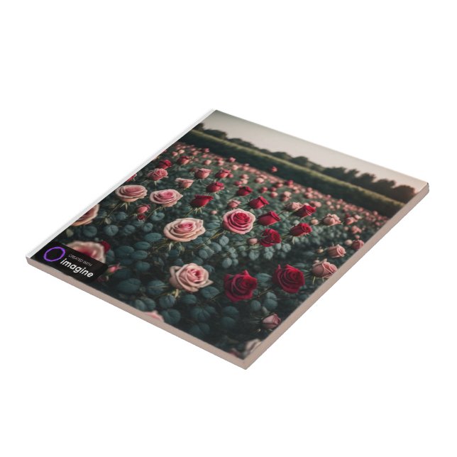Ceramic tile tile pink flowers (Side)