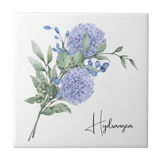 Ceramic Tile/Trivet-Floral Hydrangea Tile (Front)