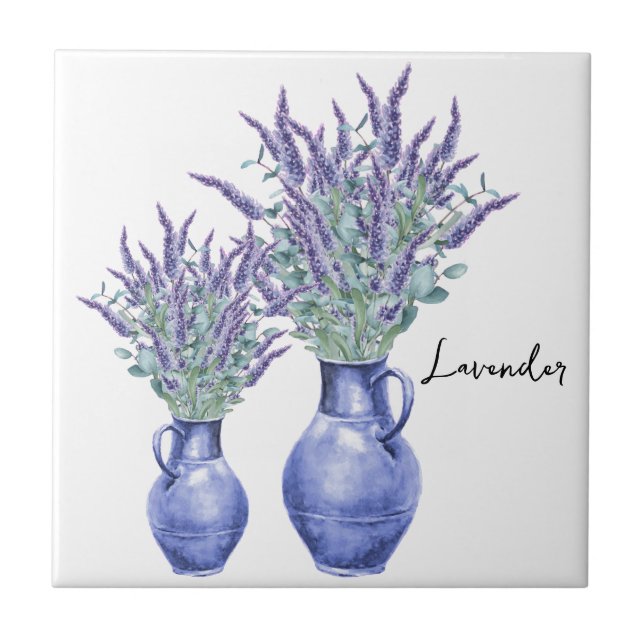 Ceramic Tile/Trivet-Floral Lavender Tile (Front)
