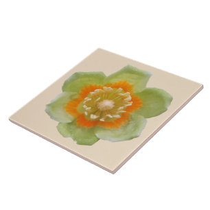 Ceramic Tile - Tulip Poplar Tulip on Cream