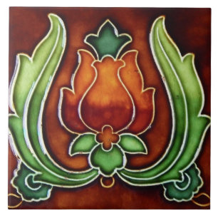 Ceramic Tile - Vintage Look Art Nouveau Floral