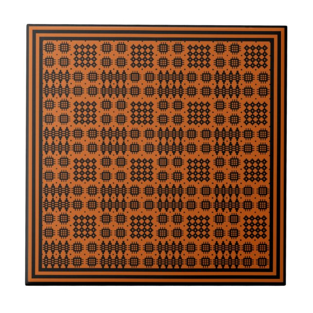 Ceramic Tile: Welsh Tapestry Pattern, Terracotta Tile (Front)