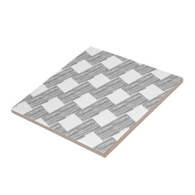 Ceramic Tile White and Black Plaid (Side)