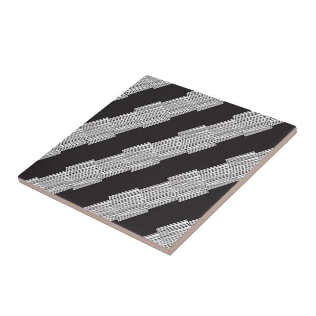 Ceramic Tile White and Black Plaid (Side)