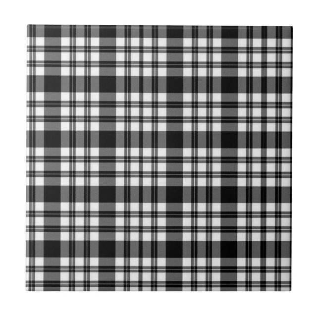 Ceramic Tile White and Black Plaid (Front)