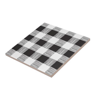 Ceramic Tile White and Black Plaid