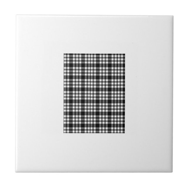 Ceramic Tile White and Black Plaid (Front)