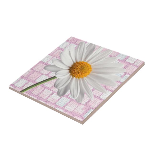 Ceramic Tile White Daisy Floral (Side)