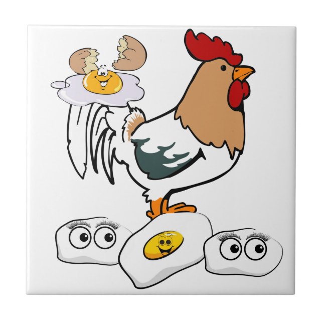 Ceramic Tile White Eggs Chicken (Front)