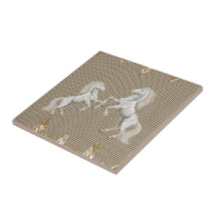 Ceramic Tile White Horses Beige