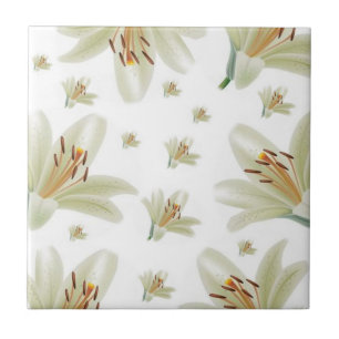 Ceramic Tile White Tulip Floral