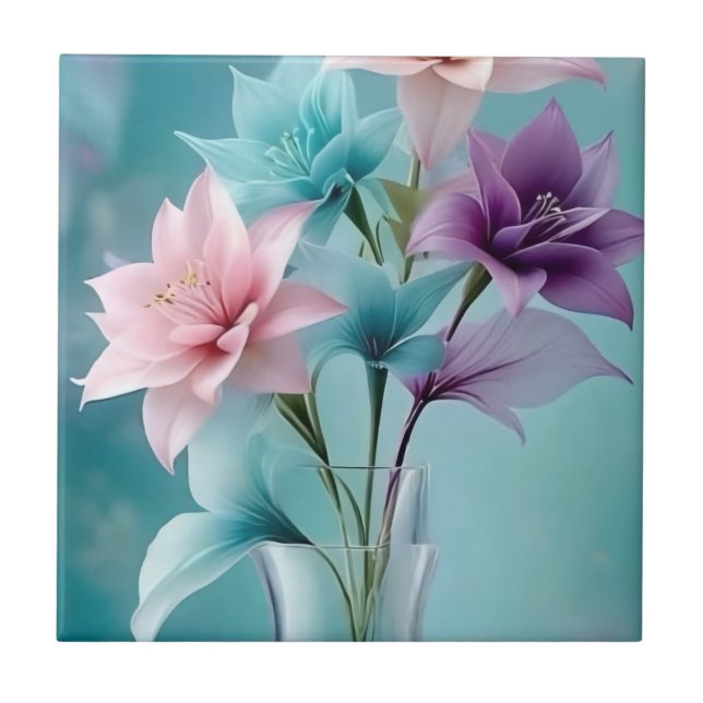 ceramic tile with lily design (Front)