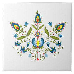 Ceramic tile with polish pattern folk