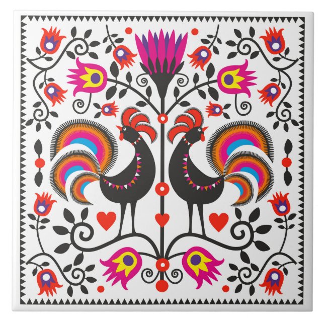 Ceramic tile with polish pattern folk (Front)
