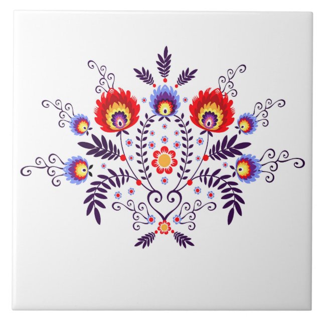 Ceramic tile with polish pattern folk (Front)