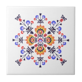 Ceramic tile with polish pattern folk