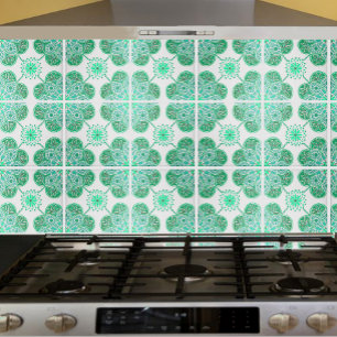 Ceramic Tile with repeating green design