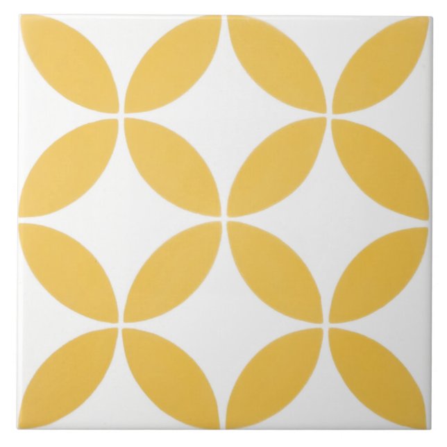 Ceramic Tile - Yellow and White Modern Pattern (Front)