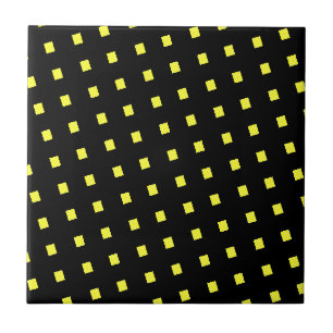 Ceramic Tile Yellow Polkadot White Black