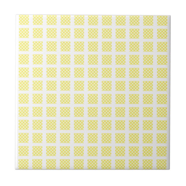 Ceramic Tile Yellow & White Stripe Square (Front)