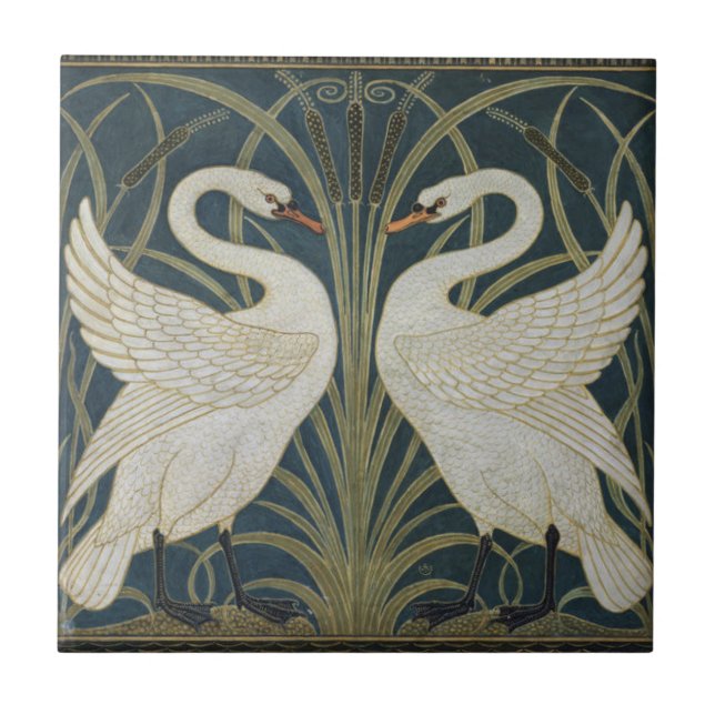 Ceramic Tiles - Art Nouveau Swans (Front)