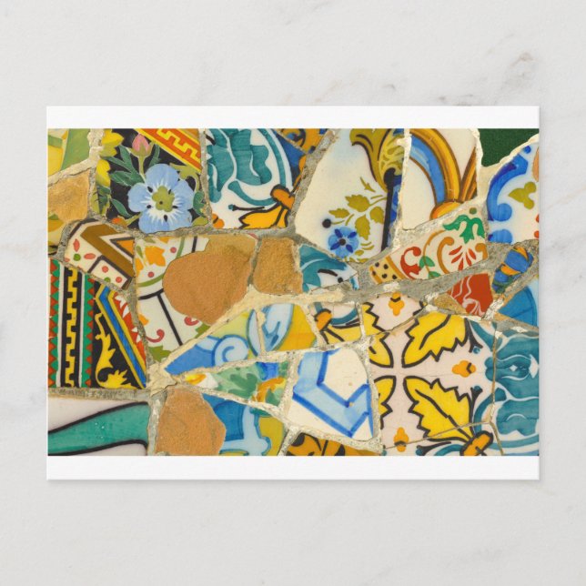 Ceramic Tiles in Parc Guell in Barcelona Spain Postcard (Front)
