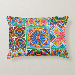 Ceramic tiles, majolica, ornamentabstract,arabic,a accent pillow