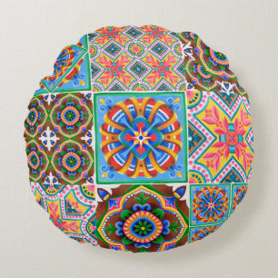 Ceramic tiles, majolica, ornamentabstract,arabic,a round pillow