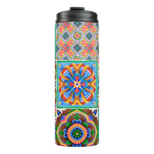 Ceramic tiles, majolica, ornamentabstract,arabic,a thermal tumbler