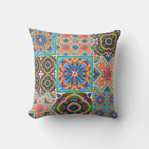 Ceramic tiles, majolica, ornamentabstract,arabic,a throw pillow