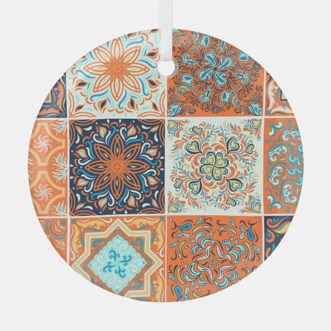 Ceramic tiles ornaments: abstract pattern. glass ornament (Front)