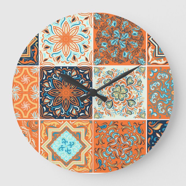 Ceramic tiles ornaments: abstract pattern. large clock (Front)