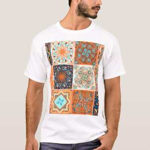 Ceramic tiles ornaments: abstract pattern. T-Shirt
