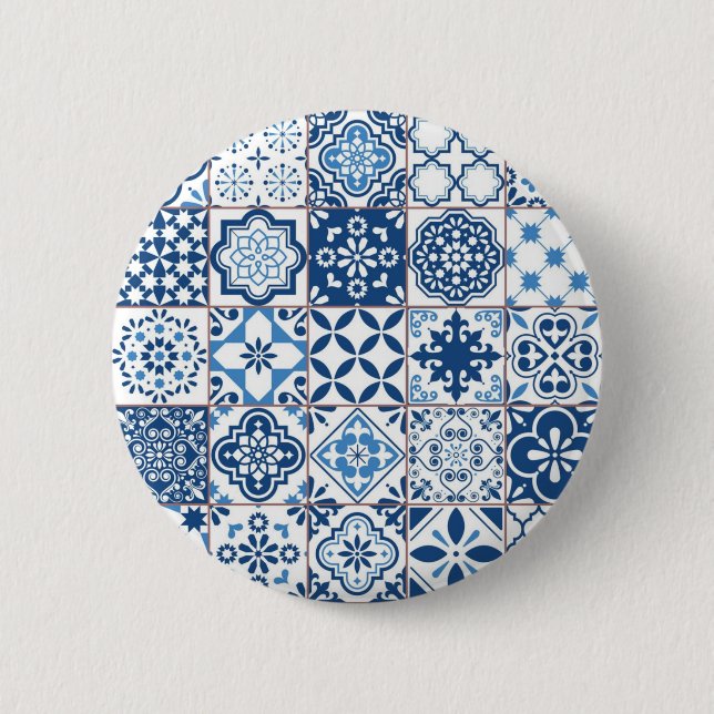 Ceramic tiles pattern 2 inch round button (Front)