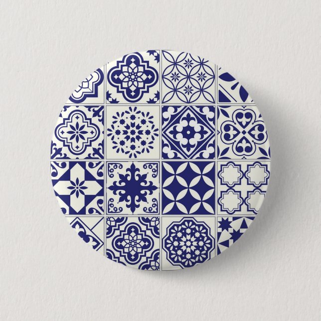 Ceramic tiles pattern 2 inch round button (Front)