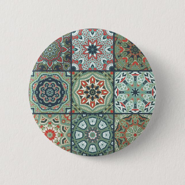 Ceramic tiles pattern 2 inch round button (Front)