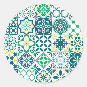 Ceramic tiles pattern classic round sticker