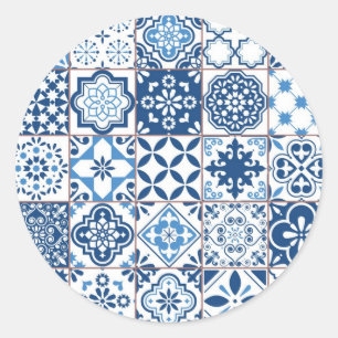 Ceramic tiles pattern classic round sticker