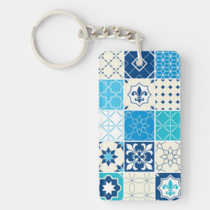 Ceramic tiles pattern keychain
