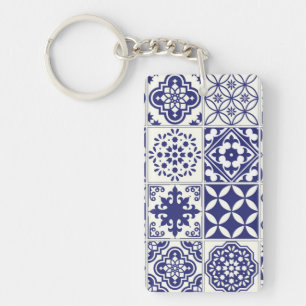 Ceramic tiles pattern keychain