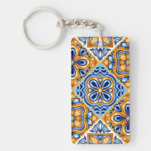 Ceramic tiles pattern keychain