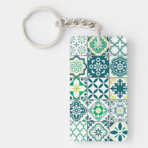 Ceramic tiles pattern keychain