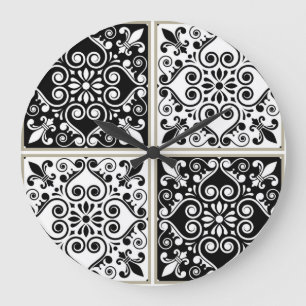 Ceramic tiles pattern large clock