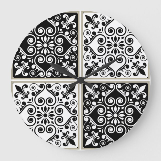 Ceramic tiles pattern large clock (Front)