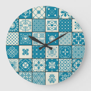 Ceramic tiles pattern large clock